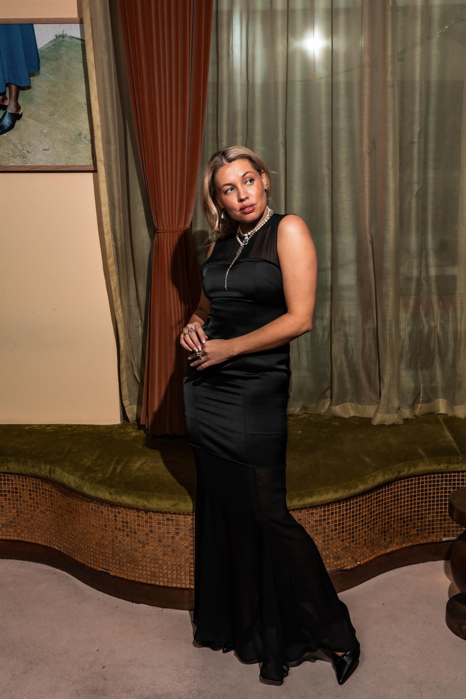 Two-Layer Maxi Dress Black Kjoler